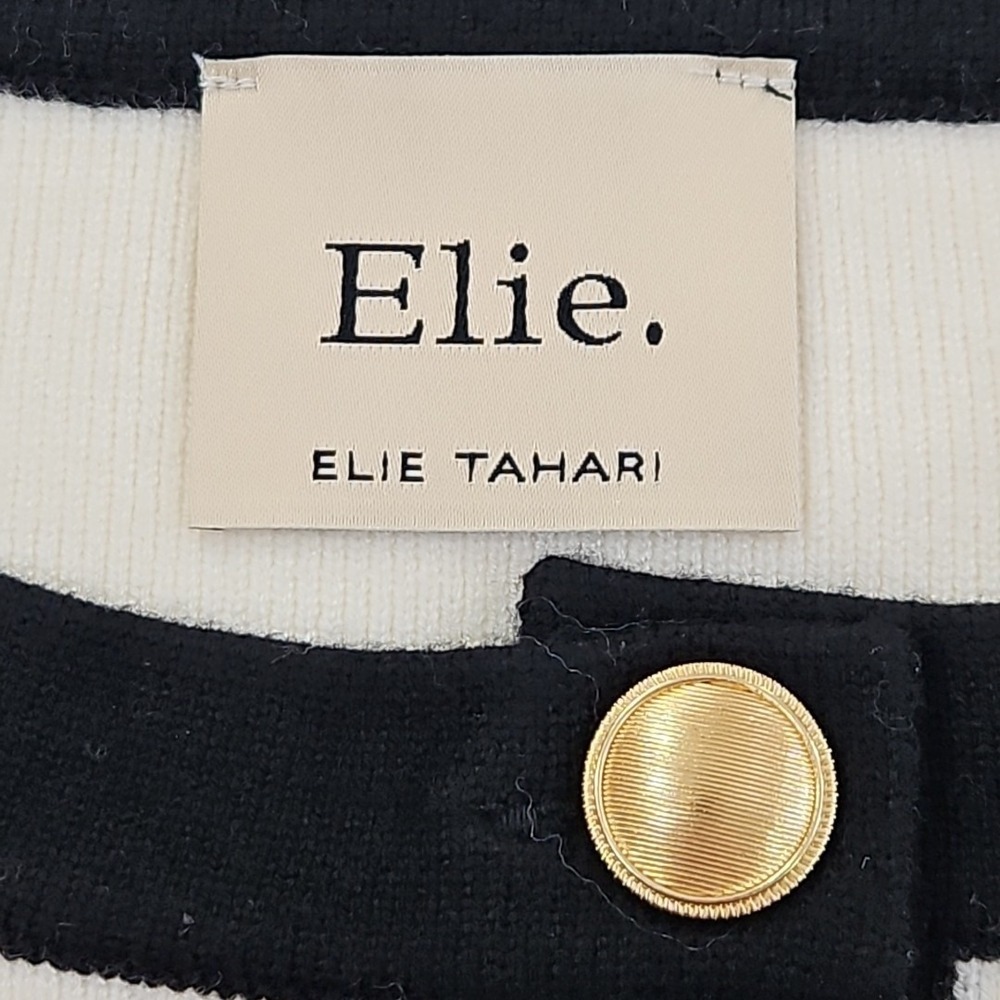 Elie Tahari Sleeveless Knit Vest NEW Women's L Large Black Cream Button Front - Picture 6 of 16